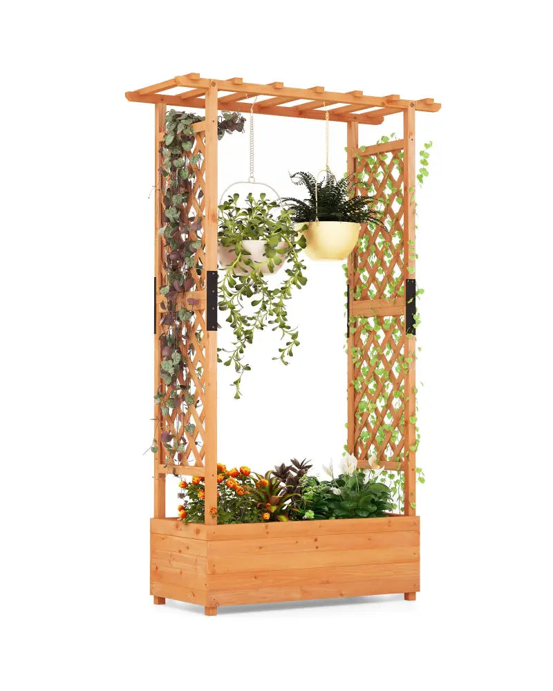 Raised Garden Bed with Arch Trellis-Orange - Orange - Raised Garden Beds