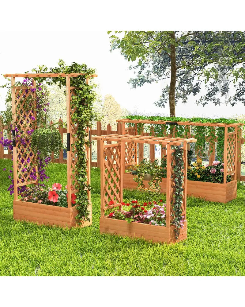 Raised Garden Bed with Arch Trellis-Orange - Orange - Raised Garden Beds