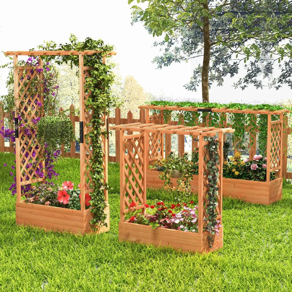 Raised Garden Bed with Arch Trellis-Orange - Orange - Raised Garden Beds