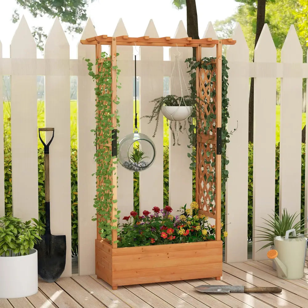 Raised Garden Bed with Arch Trellis-Orange - Orange - Raised Garden Beds