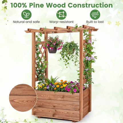 Raised Garden Bed with Lattice Trellises with Hanging Roof Set of 2-Orange - Orange - Raised Garden Beds