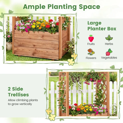 Raised Garden Bed with Lattice Trellises with Hanging Roof Set of 2-Orange - Orange - Raised Garden Beds