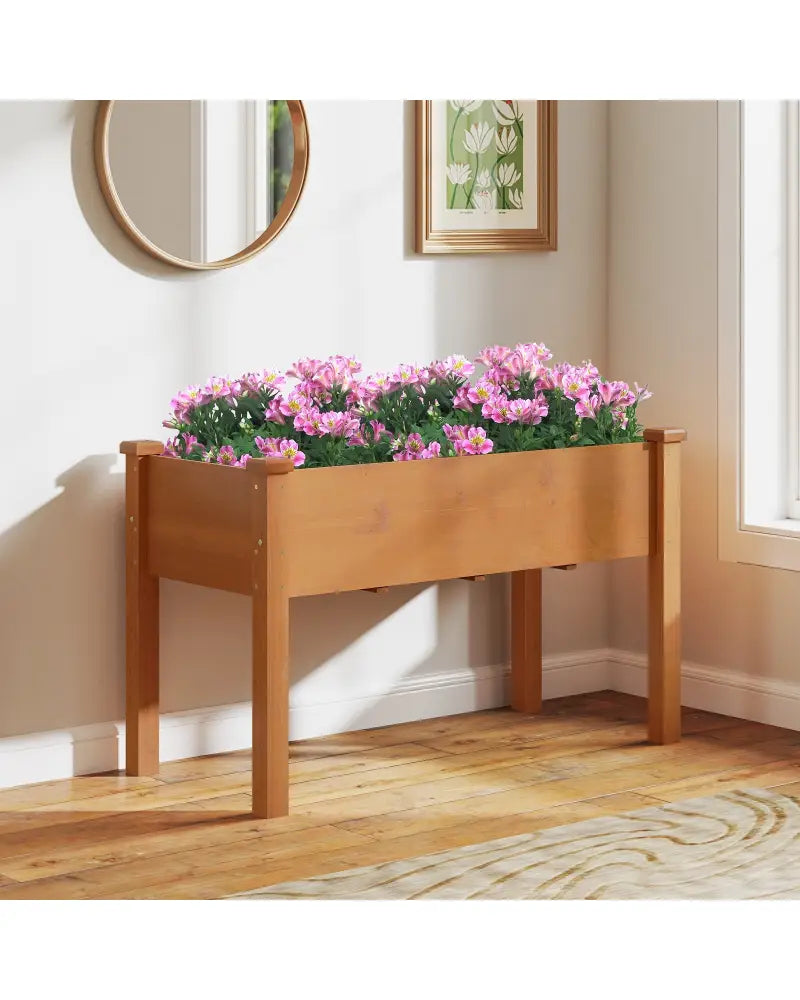 Raised Garden Bed with Legs and Drainage Holes for Backyard-Brown - Brown - Raised Garden Beds