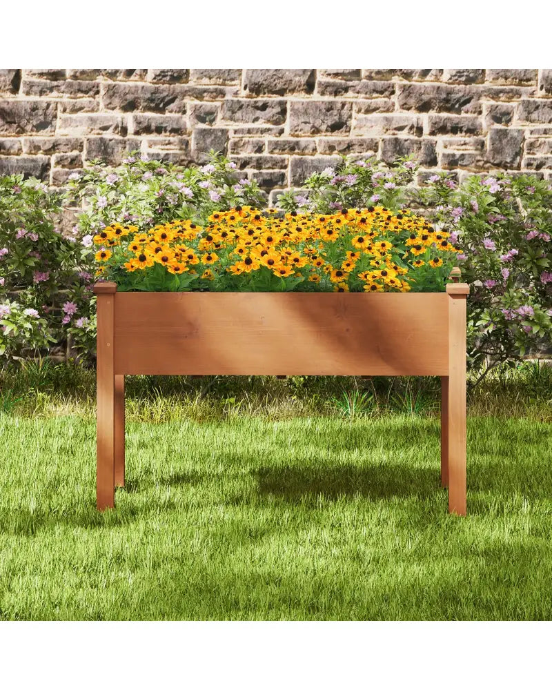 Raised Garden Bed with Legs and Drainage Holes for Backyard-Brown - Brown - Raised Garden Beds