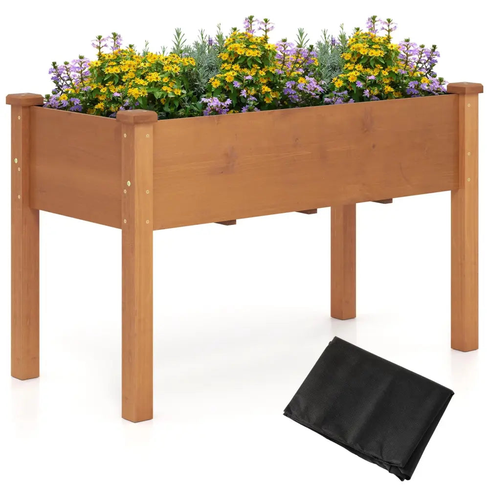 Raised Garden Bed with Legs and Drainage Holes for Backyard-Brown - Brown - Raised Garden Beds