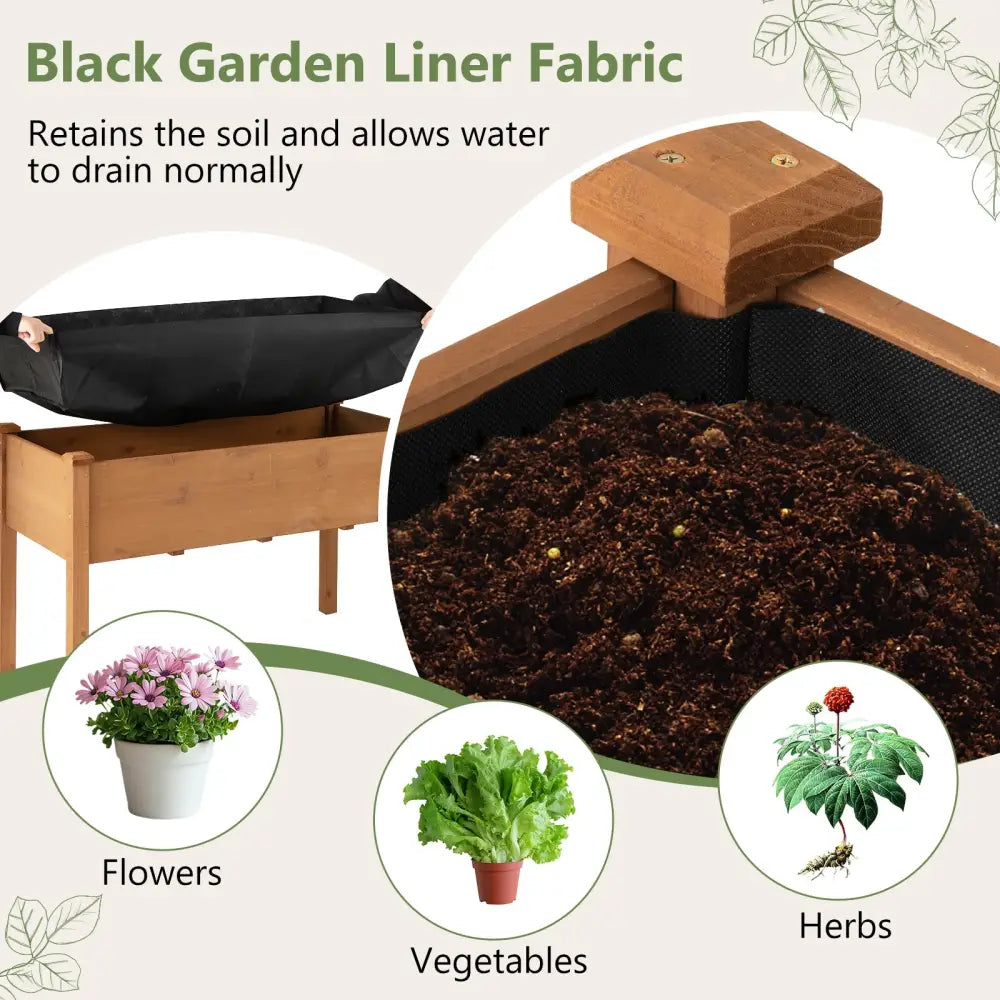 Raised Garden Bed with Legs and Drainage Holes for Backyard-Brown - Brown - Raised Garden Beds