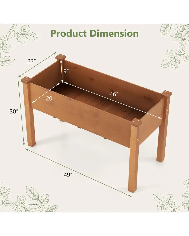 Raised Garden Bed with Legs and Drainage Holes for Backyard-Brown - Brown - Raised Garden Beds