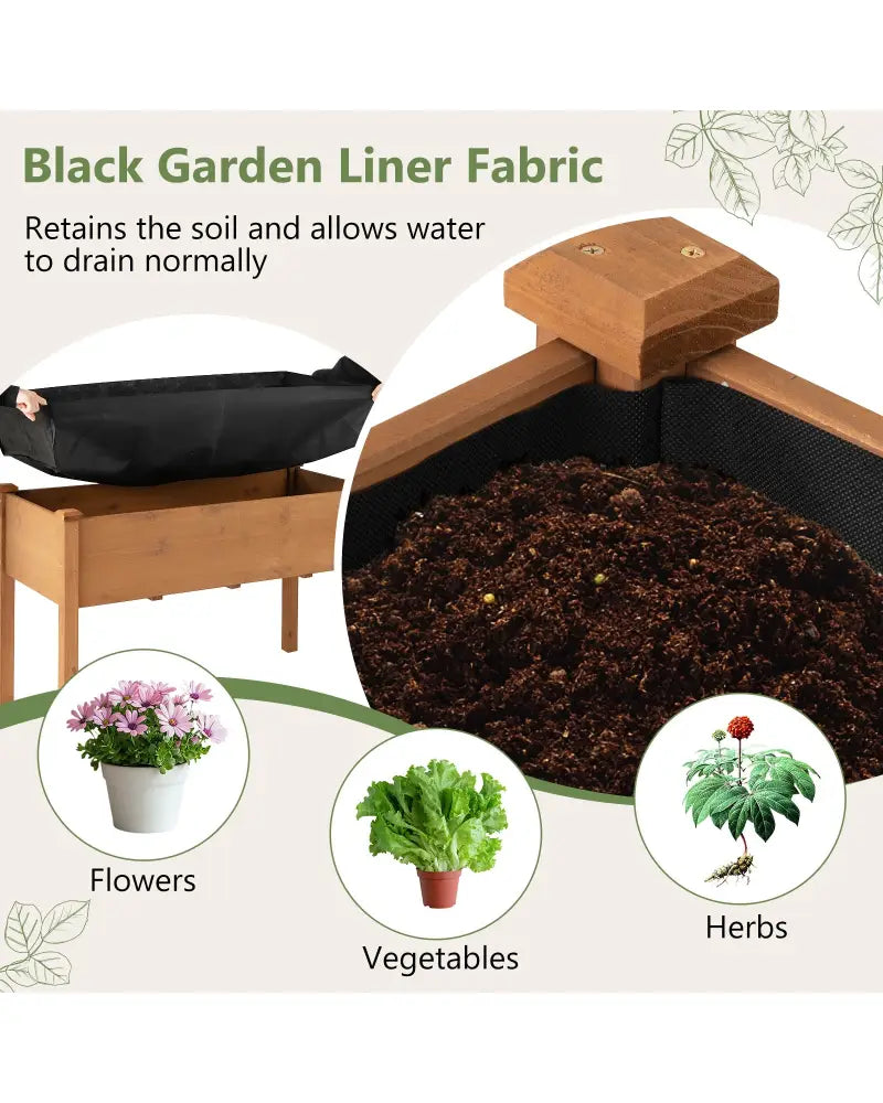 Raised Garden Bed with Legs and Drainage Holes for Backyard-Brown - Brown - Raised Garden Beds