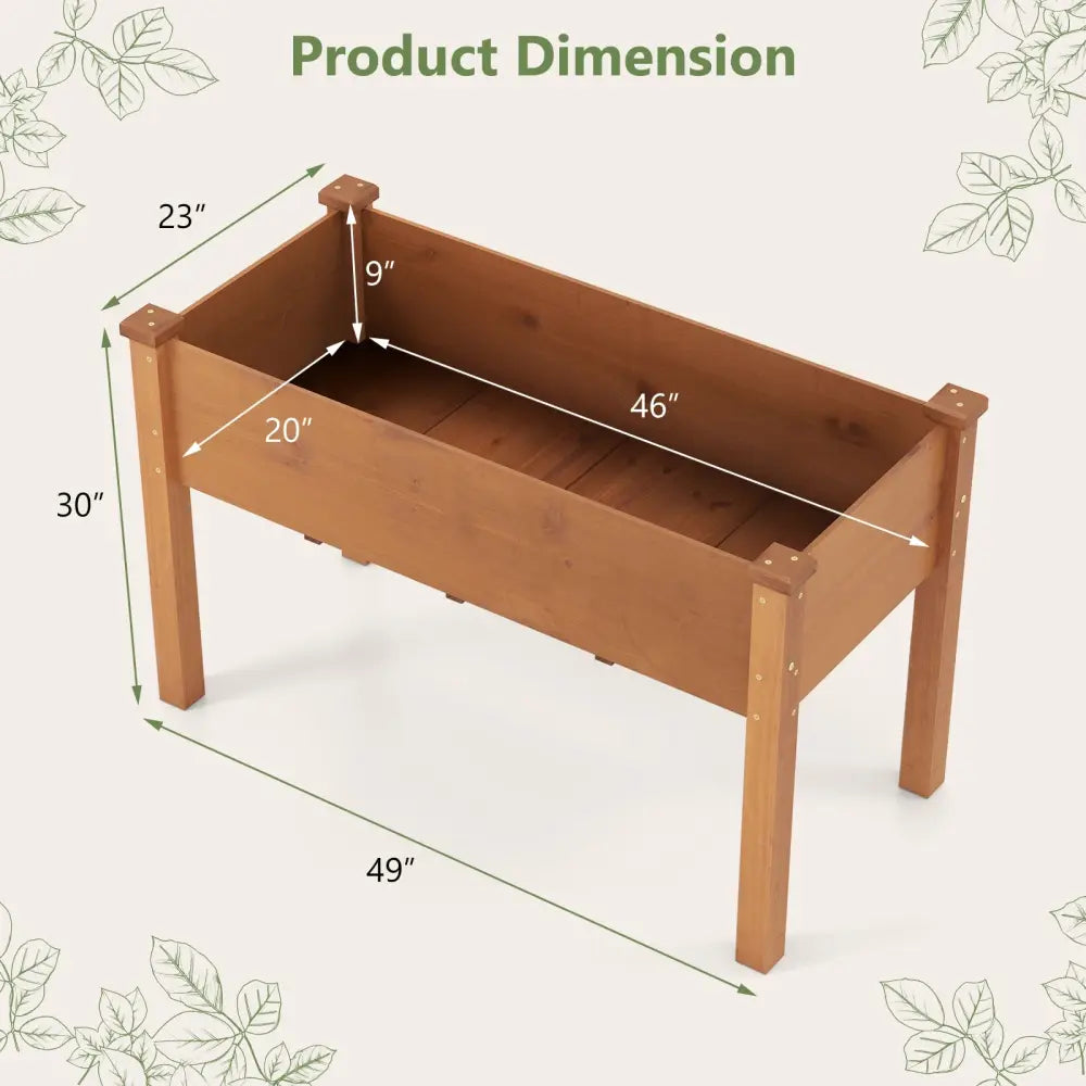 Raised Garden Bed with Legs and Drainage Holes for Backyard-Brown - Brown - Raised Garden Beds
