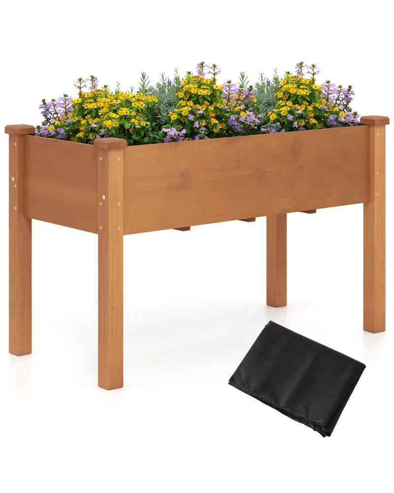 Raised Garden Bed with Legs and Drainage Holes for Backyard-Brown - Brown - Raised Garden Beds