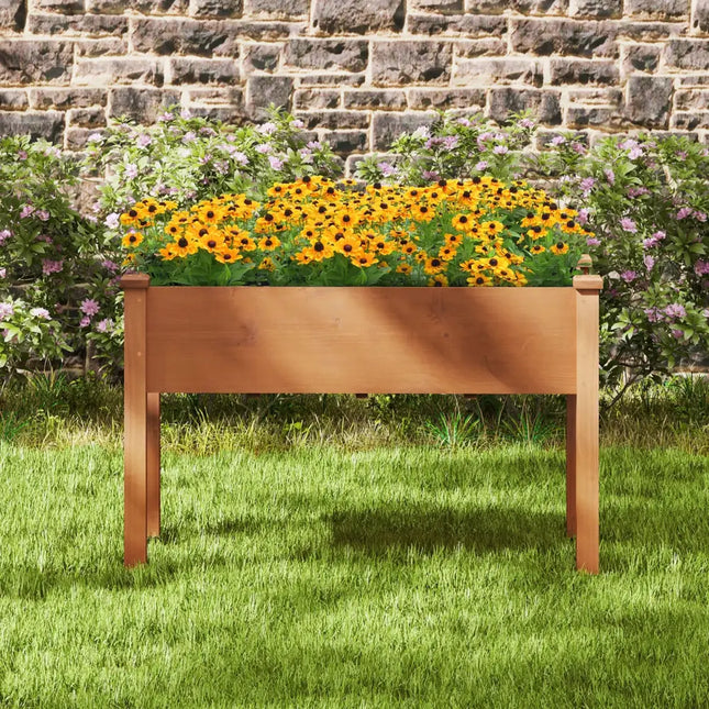 Raised Garden Bed with Legs and Drainage Holes for Backyard-Brown - Brown - Raised Garden Beds