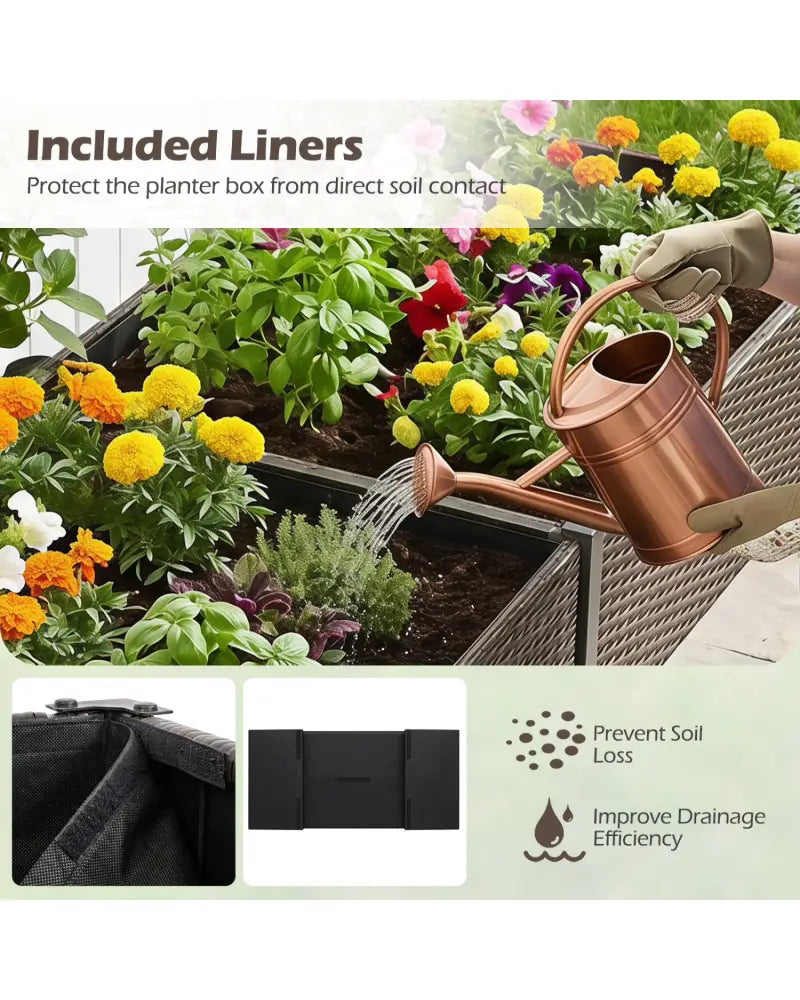 Raised Garden Bed with Legs and Removable Liner for Vegetables Herbs Patio-Brown - Brown - Raised Garden Beds