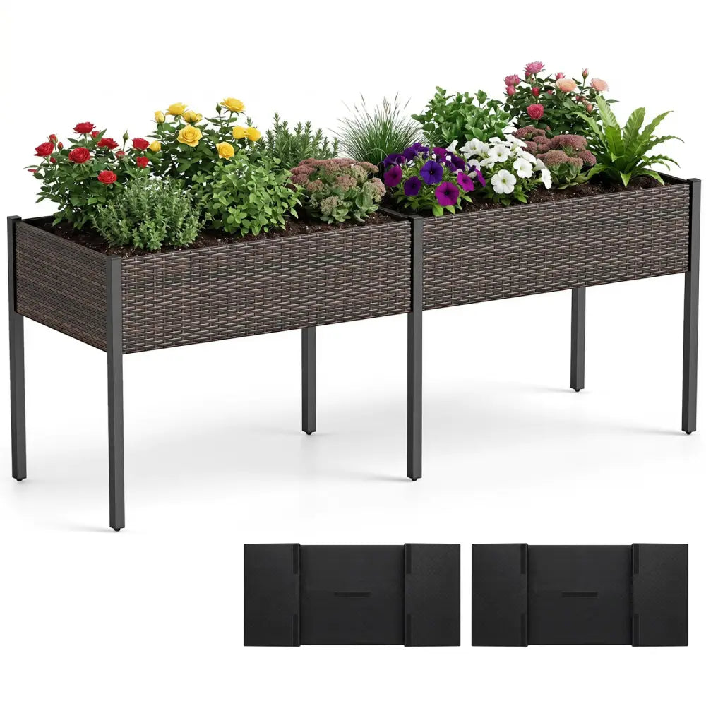 Raised Garden Bed with Legs and Removable Liner for Vegetables Herbs Patio-Brown - Brown - Raised Garden Beds