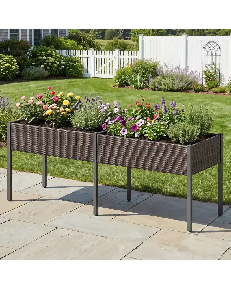 Raised Garden Bed with Legs and Removable Liner for Vegetables Herbs Patio-Brown - Brown - Raised Garden Beds