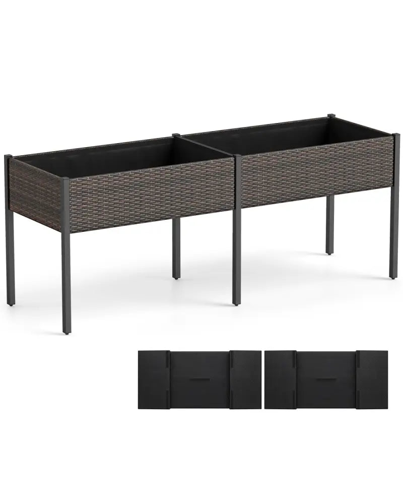 Raised Garden Bed with Legs and Removable Liner for Vegetables Herbs Patio-Brown - Brown - Raised Garden Beds