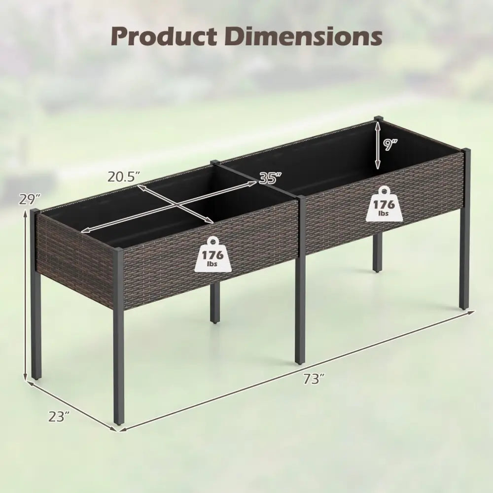 Raised Garden Bed with Legs and Removable Liner for Vegetables Herbs Patio-Brown - Brown - Raised Garden Beds