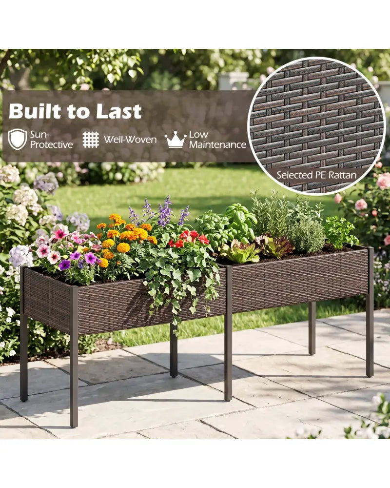 Raised Garden Bed with Legs and Removable Liner for Vegetables Herbs Patio-Brown - Brown - Raised Garden Beds