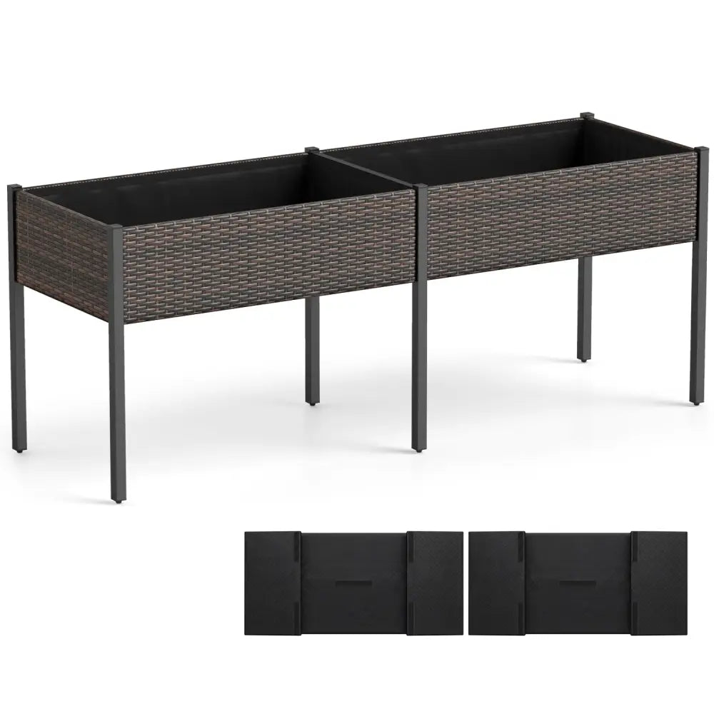 Raised Garden Bed with Legs and Removable Liner for Vegetables Herbs Patio-Brown - Brown - Raised Garden Beds