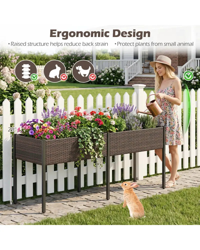 Raised Garden Bed with Legs and Removable Liner for Vegetables Herbs Patio-Brown - Brown - Raised Garden Beds