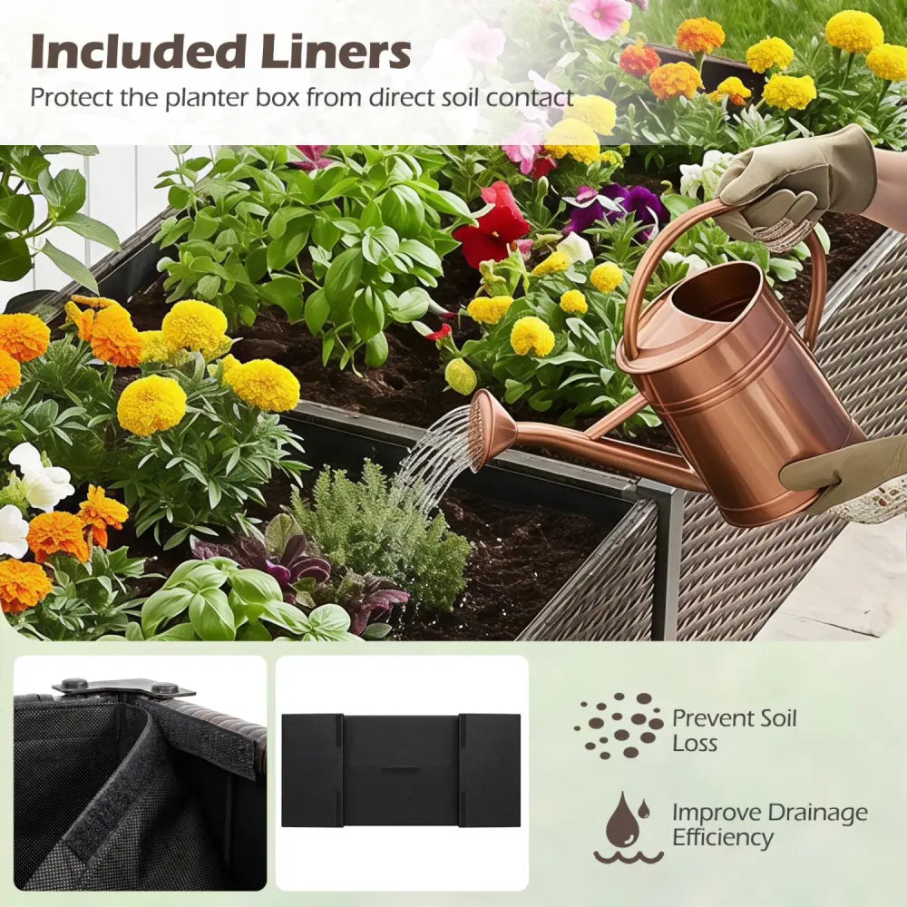 Raised Garden Bed with Legs and Removable Liner for Vegetables Herbs Patio-Brown - Brown - Raised Garden Beds