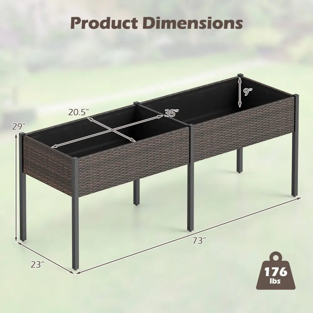 Raised Garden Bed with Legs and Removable Liner for Vegetables Herbs Patio-Brown - Brown - Raised Garden Beds