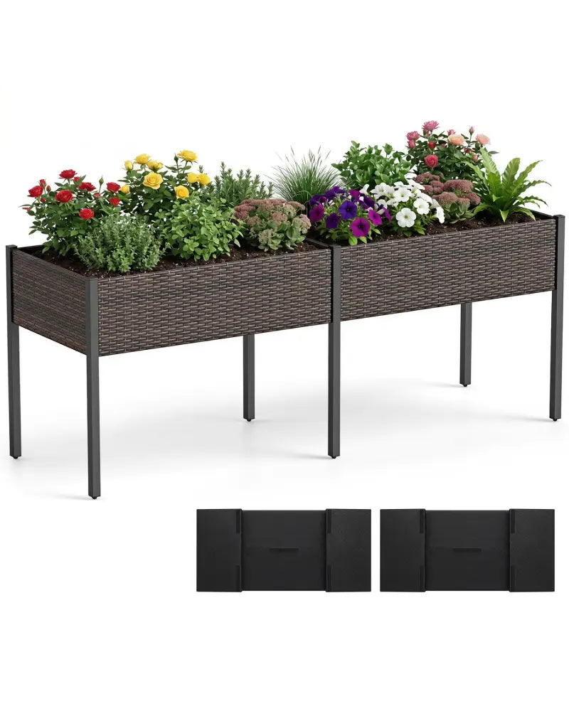 Raised Garden Bed with Legs and Removable Liner for Vegetables Herbs Patio-Brown - Brown - Raised Garden Beds