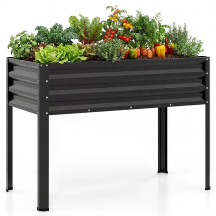 Raised Garden Bed with Legs Electro-Coating Metal Large Elevated Planter Box-Black - Black - Raised Garden Beds