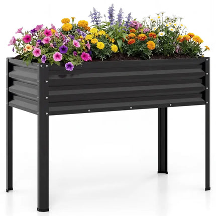 Raised Garden Bed with Legs Electro-Coating Metal Large Elevated Planter Box-Black - Black - Raised Garden Beds