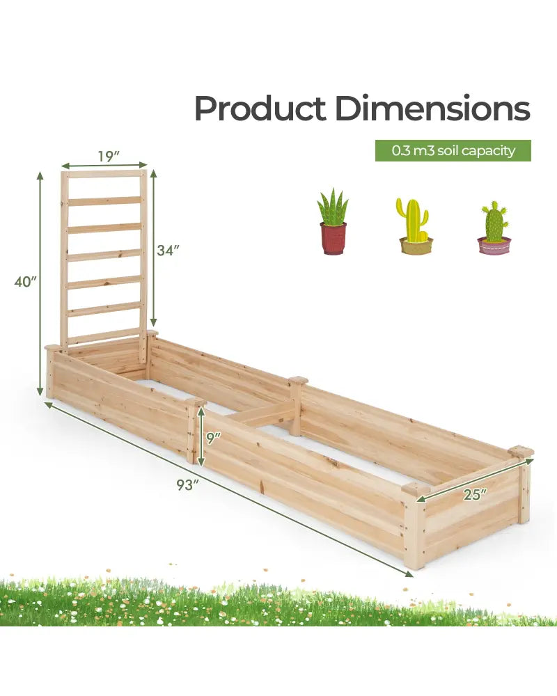 Raised Garden Bed with Planter Box and Trellis-Natural - Natural - Raised Garden Beds