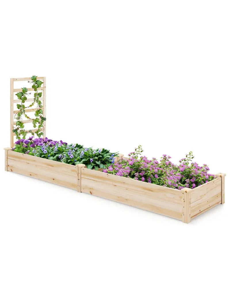 Raised Garden Bed with Planter Box and Trellis-Natural - Natural - Raised Garden Beds