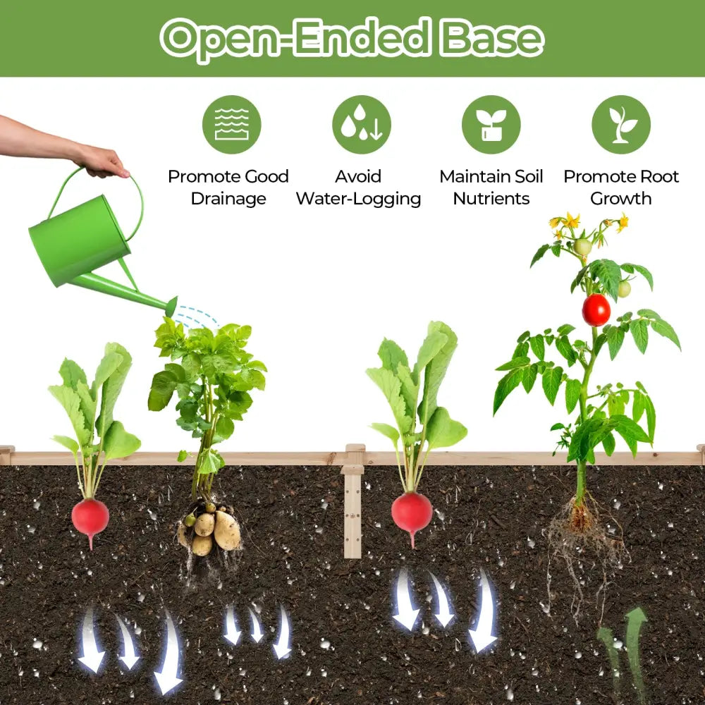 Raised Garden Bed with Planter Box and Trellis-Natural - Natural - Raised Garden Beds