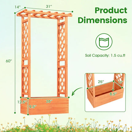 Raised Garden Bed with Side Trellis and Hanging Roof and Drainage Hole-Orange - Orange - Raised Garden Beds