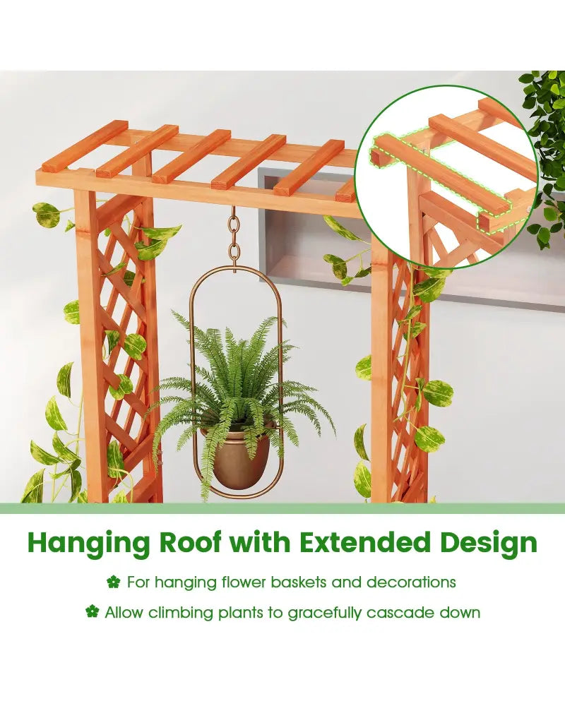 Raised Garden Bed with Side Trellis and Hanging Roof and Drainage Hole-Orange - Orange - Raised Garden Beds