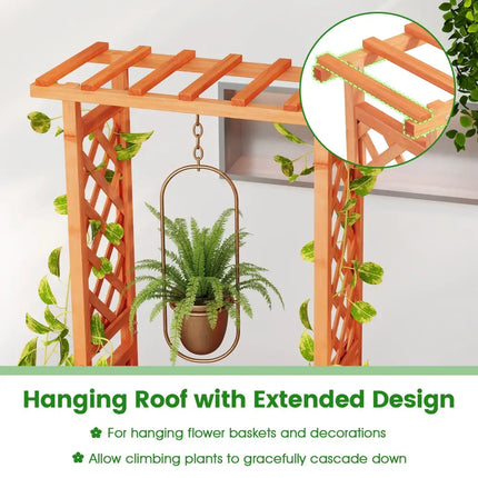 Raised Garden Bed with Side Trellis and Hanging Roof and Drainage Hole-Orange - Orange - Raised Garden Beds
