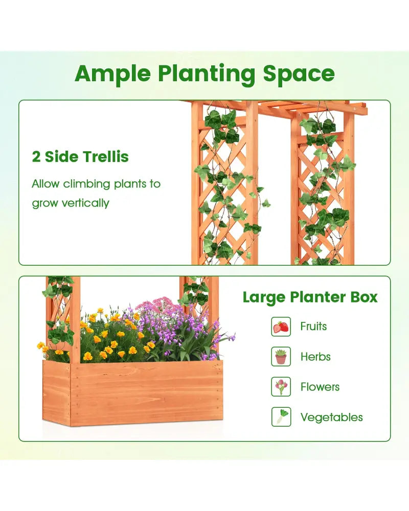 Raised Garden Bed with Side Trellis and Hanging Roof and Drainage Hole-Orange - Orange - Raised Garden Beds