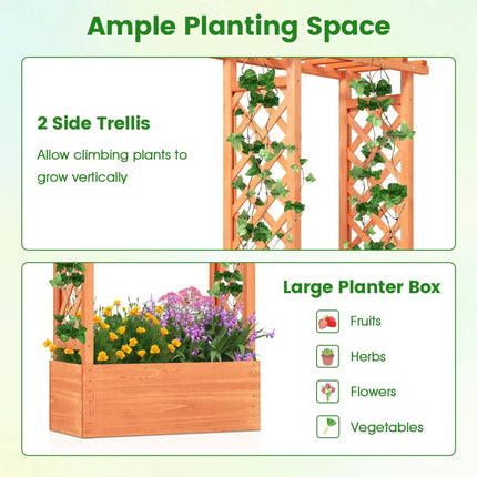 Raised Garden Bed with Side Trellis and Hanging Roof and Drainage Hole-Orange - Orange - Raised Garden Beds
