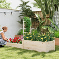 Raised Garden Bed with Trellis 87 Inch Wooden Elevated Planter with 2 Planter Boxes-Natural - Natural - Raised Garden