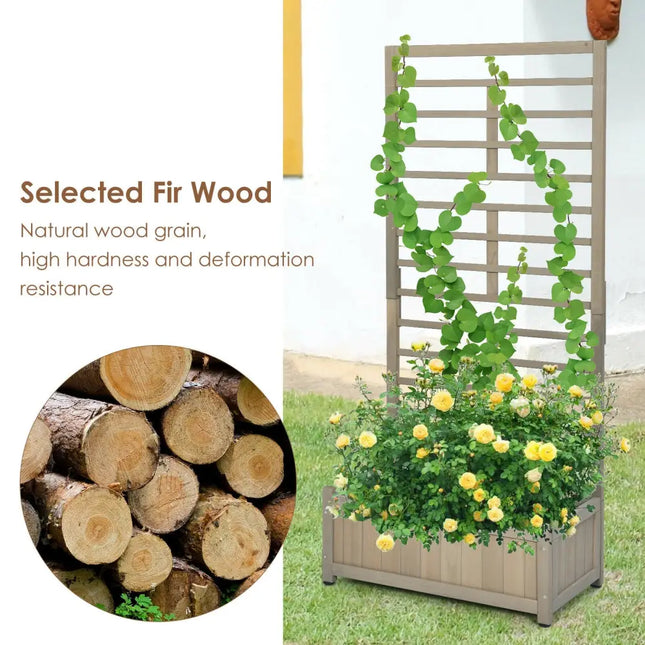 Raised Garden Bed with Trellis for Climbing Plants - Gray - Raised Garden Beds
