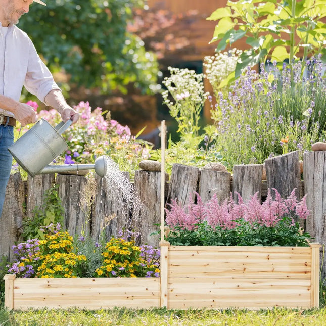 Raised Garden Bed with Trellis-Natural - Natural - Raised Garden Beds
