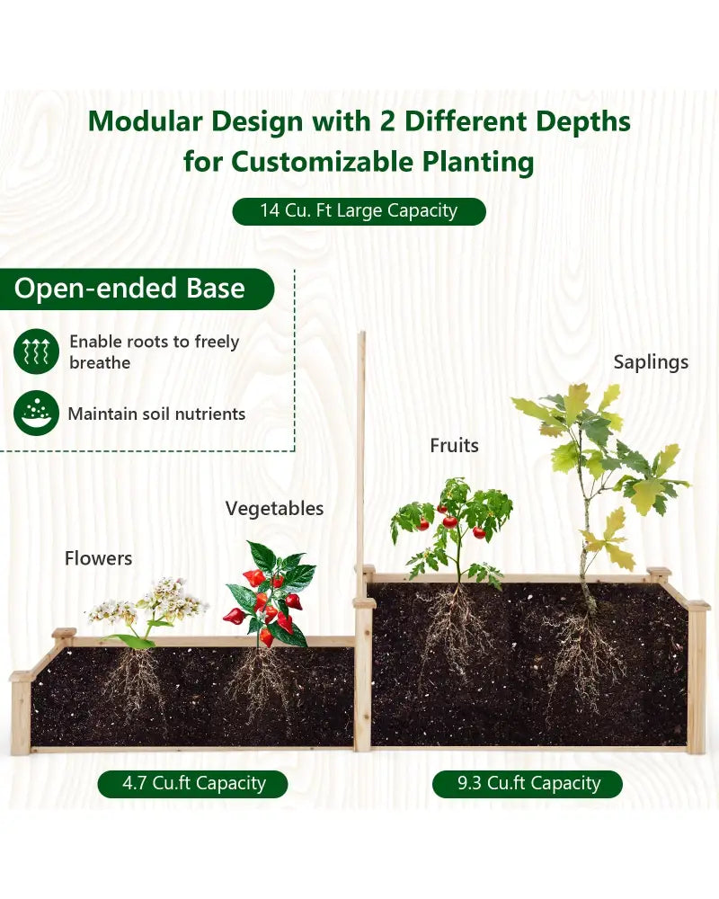 Raised Garden Bed with Trellis-Natural - Natural - Raised Garden Beds