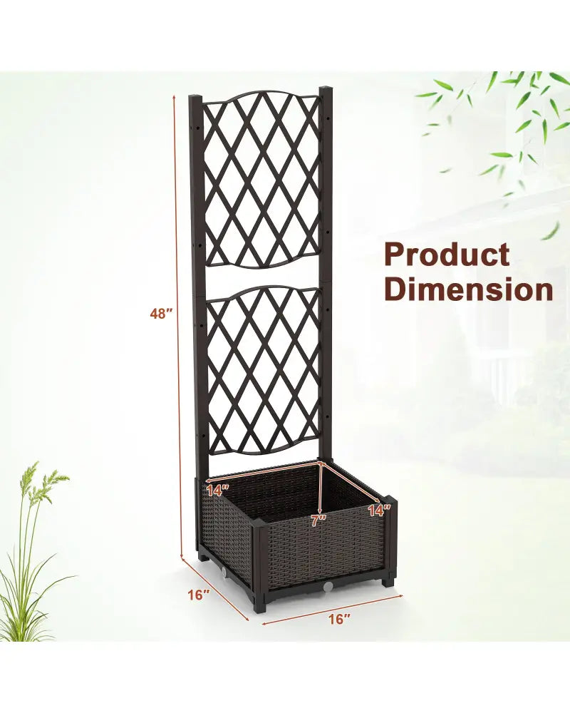 Raised Garden Bed with Trellis Planter Box for Climbing Plants-Coffee - Brown - Raised Garden Beds