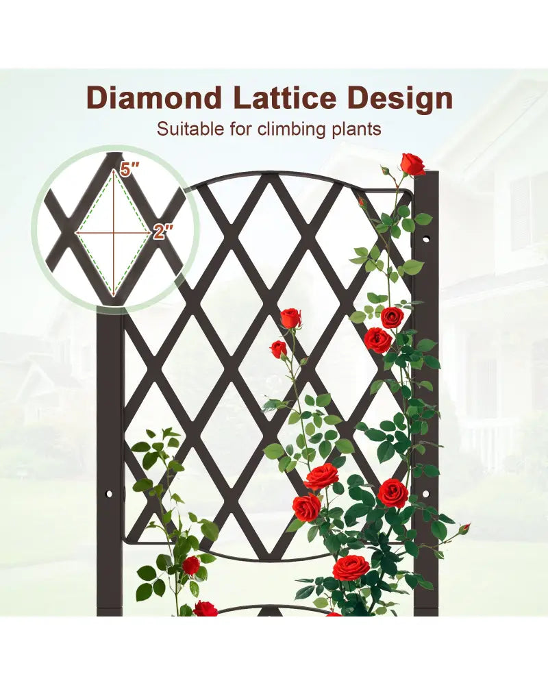Raised Garden Bed with Trellis Planter Box for Climbing Plants-Coffee - Brown - Raised Garden Beds