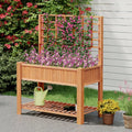 Raised Garden Bed with Trellis Wooden Elevated Planter Box with Legs-Orange - Orange - Raised Garden Beds