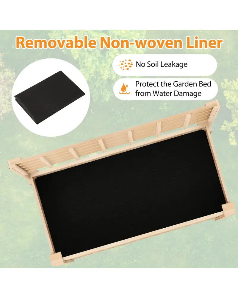 Raised Garden Bed with Trellis Wooden Elevated Planter Box with Legs-Natural - Natural - Raised Garden Beds