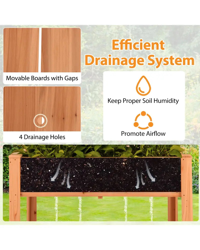 Raised Garden Bed with Trellis Wooden Elevated Planter Box with Legs-Orange - Orange - Raised Garden Beds