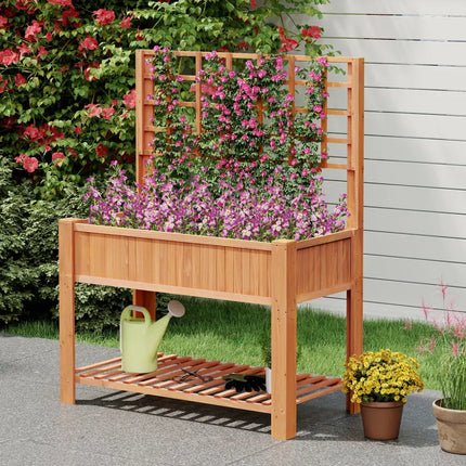 Raised Garden Bed with Trellis Wooden Elevated Planter Box with Legs-Orange - Orange - Raised Garden Beds
