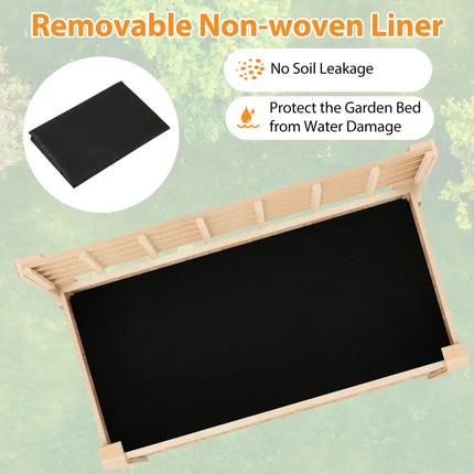 Raised Garden Bed with Trellis Wooden Elevated Planter Box with Legs-Natural - Natural - Raised Garden Beds