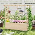 Raised Garden Bed Wooden Elevated Planter Box with Hanging Roof-L - Natural - Raised Garden Beds