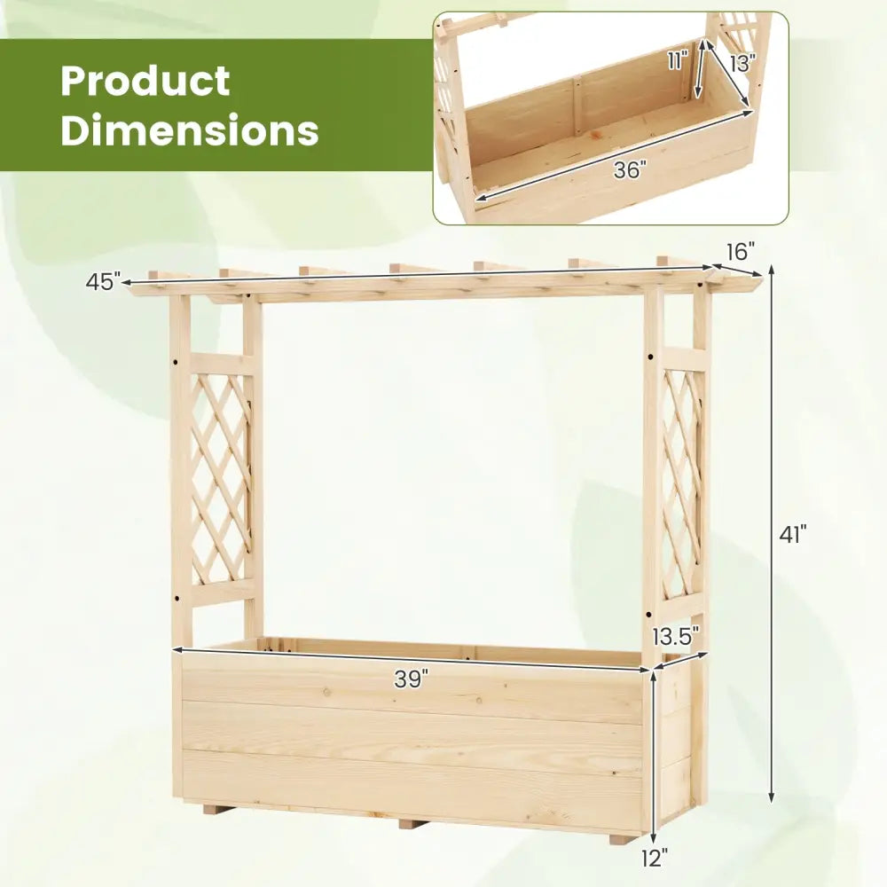 Raised Garden Bed Wooden Elevated Planter Box with Hanging Roof-L - Natural - Raised Garden Beds