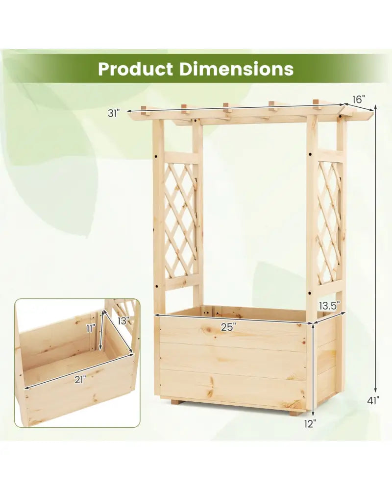 Raised Garden Bed Wooden Elevated Planter Box with Hanging Roof-S - Natural - Raised Garden Beds